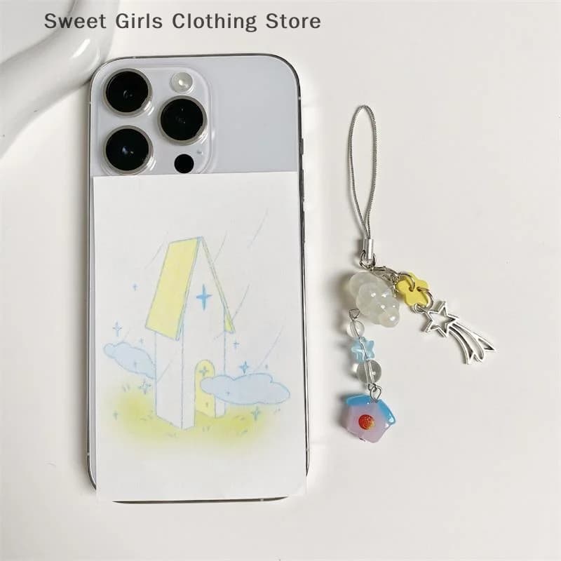 1/2 pezzi carino nuvola casa docce di meteoriti catena del telefono cordino portachiavi pendenti borsa appesa zaino charms portachiavi regali di compleanno