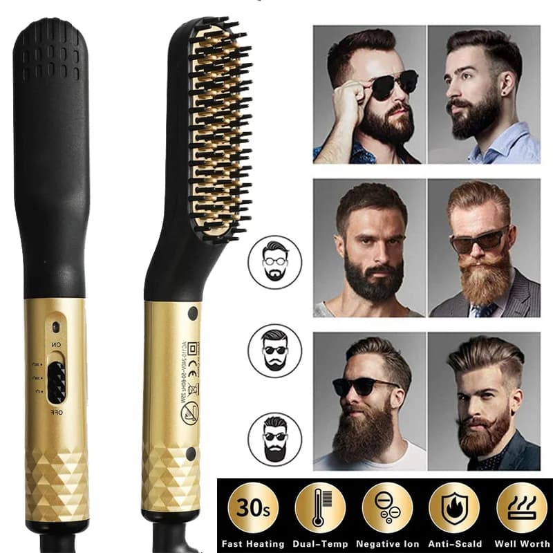 Mini multifunctional beard plate comb quickly heated antiscottage for man beard and hair comb for smooth hair in one piece
