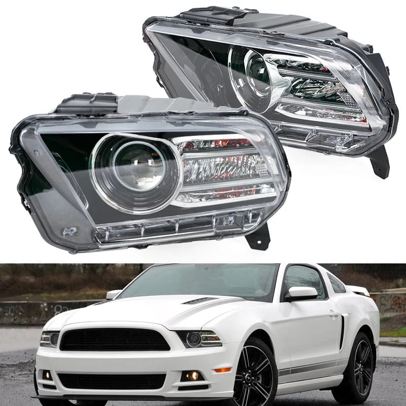 1 gruppo faro anteriore per auto con luci diurne a LED DRL, alloggiamento nero con lente trasparente, per Ford Mustang HID/Xenon 2013 2014