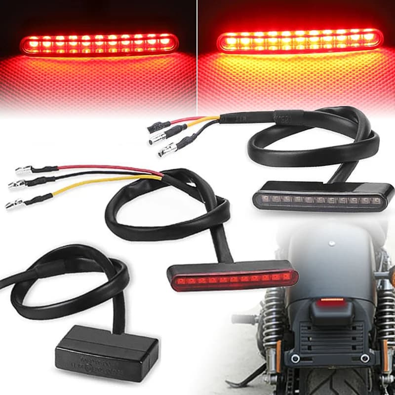 Mini Luce Freno Posteriore per Moto 12V 11LED, Luce di Stop e Decorativa per Targa Moto e Dirt Bike