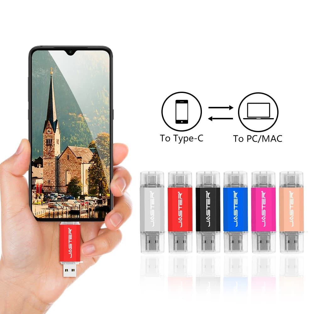 Hotsale JASTER OTG Chiavetta USB Tipo C Pen Drive 512 GB 256 GB 128 GB 64 GB 32 GB 16 GB 8G Chiavetta USB 3.0 Pendrive per dispositivo di tipo C