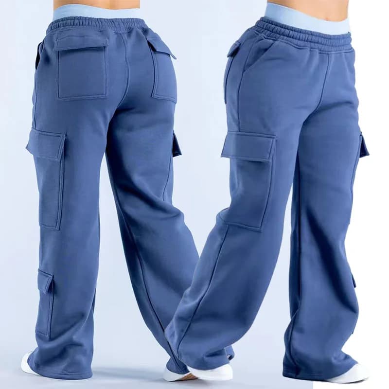 Pantaloni da donna senza logo a vita bassa con cintura, gamba dritta e ampia, casual, joggers, con tasche multiple, stile americano, da lavoro, tuta sportiva