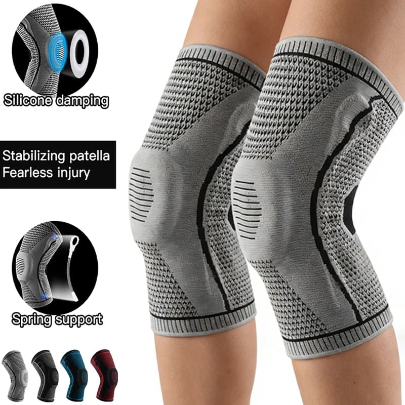 Ginocchiere con Supporto Mediale per Rotula, Protezione in Silicone per Menisco, Supporto Compressivo per Sport, Basket e Corsa