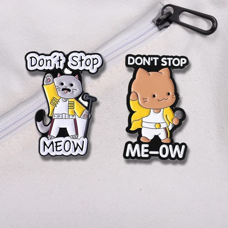 Simpatico gatto non ferma spilla spille smaltate cartone animato cantante rock spille gatto giacca spilla distintivo zaino gioielli regalo per gli amici