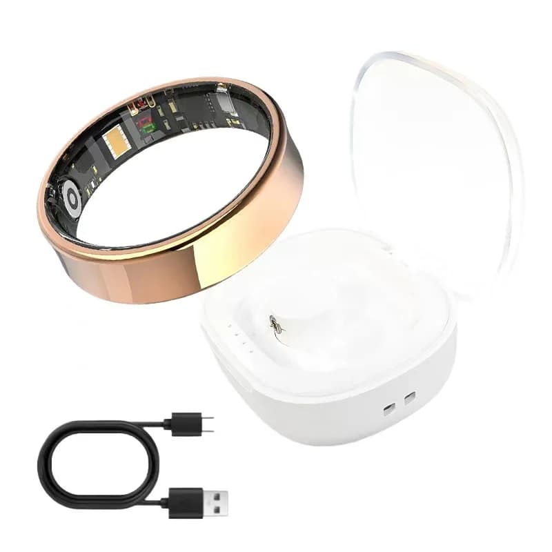 QINO 2025 smart ring with charging case for men and women, battery autonomy 39 days, health monitoring, 5ATM waterproof, Android iOS