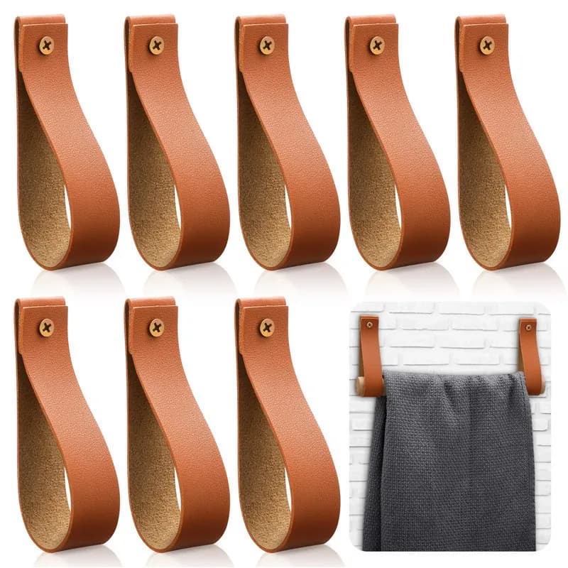 Portasciugamani da Parete in Pelle, Stile Europeo Semplice e Durevole, Accessorio Decorativo per Bagno, Appendiabiti