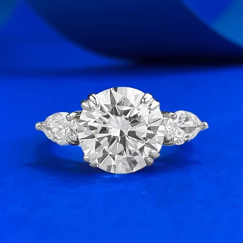 SpringLady 100% S925 Argento Rotondo Diamante Bianco 10 Luce Anello Personalizzato di Lusso Anello Medio Moda Pendolare Gioielli in Stile