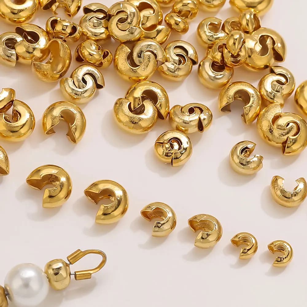 50 pieces of stainless steel round beads for crimping jewelry connectors, spacer beads, necklace accessories, diy bracelets