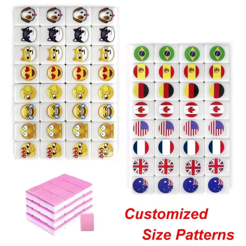 30mm Seaside Escape Mahjong Board Game 64+1 Blocks Sets 65 Shiny Tiles Two Players Majiang for Family Party Games Customizable
