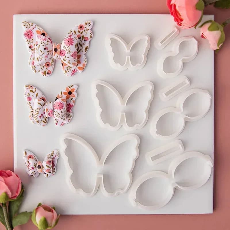 3 pz/set Bowknot Argilla Polimerica Frese Squisita Serie Arco a Forma di Farfalla per Orecchini FAI DA TE In Miniatura Fatta A Mano Modello 3D Strumenti