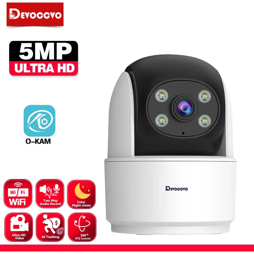 Telecamera di Sicurezza WiFi Intelligente 5MP per Bambini, Videocamera di Sorveglianza Wireless per Interni, Telecamera IP PTZ CCTV con Tracciamento Automatico