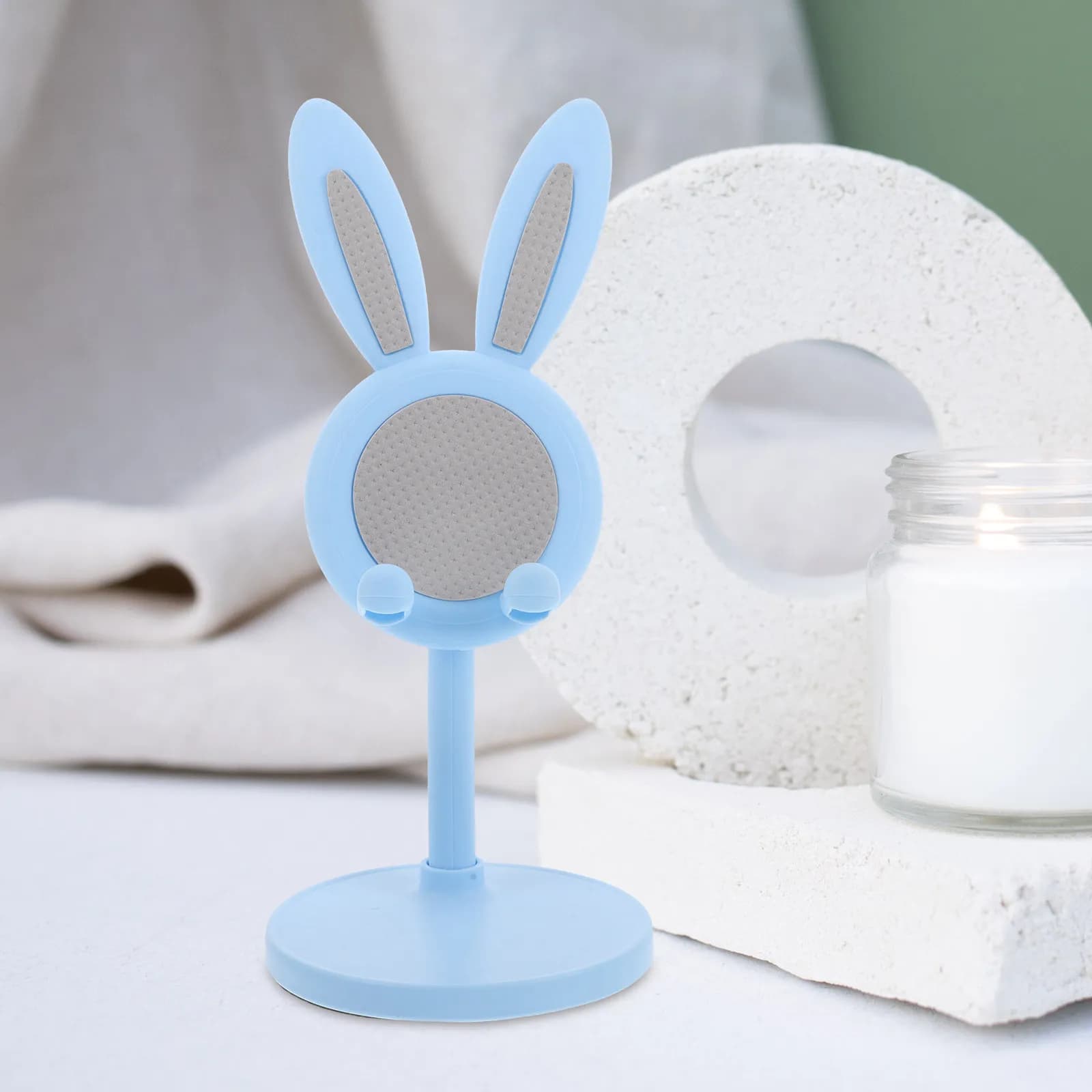 Cute Bunny Phone Stand Adjustable Extendable Desktop Mobile Holder for Kids Adults Stable Support for Tablets Phones Video