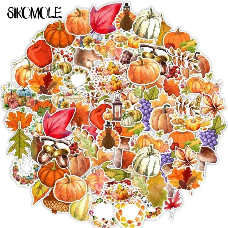10/30/50PCS Cartoon Pumpkin Stickers ringraziamento autunno Harvest Maple Leaf custodia fai da te Snowboard bagagli decalcomania Graffiti Sticker F5