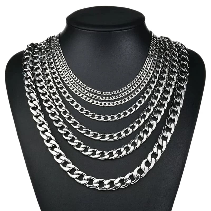 YQ 3MM-10MM 316L Stainless Steel Cuban Chain Necklace For Men Jewelry Accessories Neck Male Chains