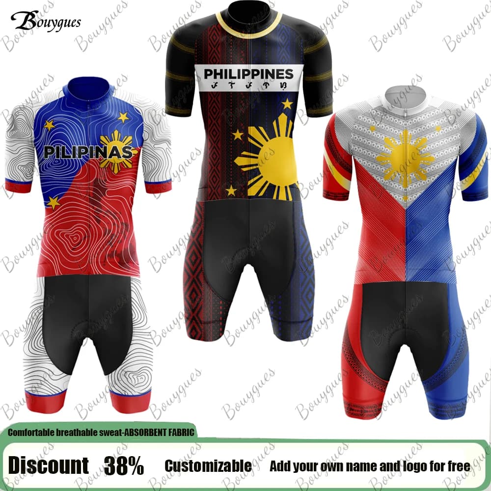 New Philippine Team Cycling Jersey e pantaloncini con bretelle Set uomo manica corta ciclismo abbigliamento abbigliamento bici sport ciclismo