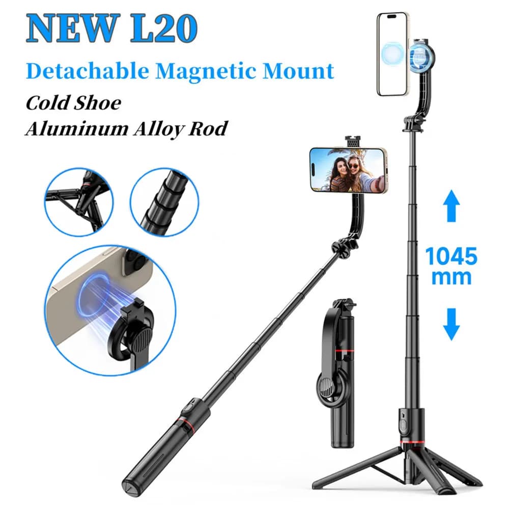 Supporto per treppiede per selfie stick wireless con treppiede estensibile remoto Bluetooth magnetico per registrazione video in streaming live di Apple iPhone