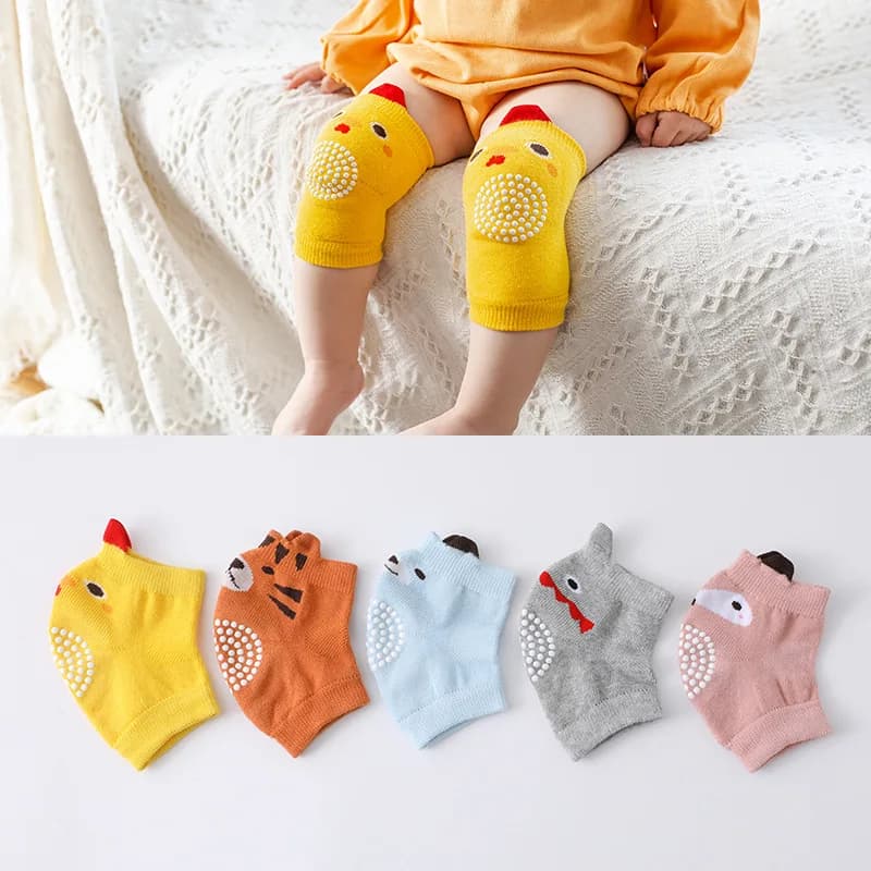 1/5 paia di ginocchiere in cotone per neonati, antiscivolo, per bambini e bambine, protezione per gomiti e gambe, cuscini per gattonare