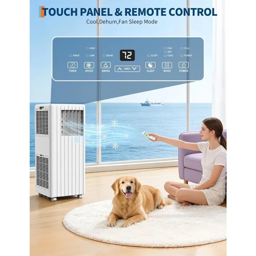 Garvee 3 in 1 Portable Air Conditioner 8000BTU Electric LED Display with Remote Control for Home Office Bedroom RV Outdoor Use 24-Hr Timer AC Cooling Dehumidifying & Fan