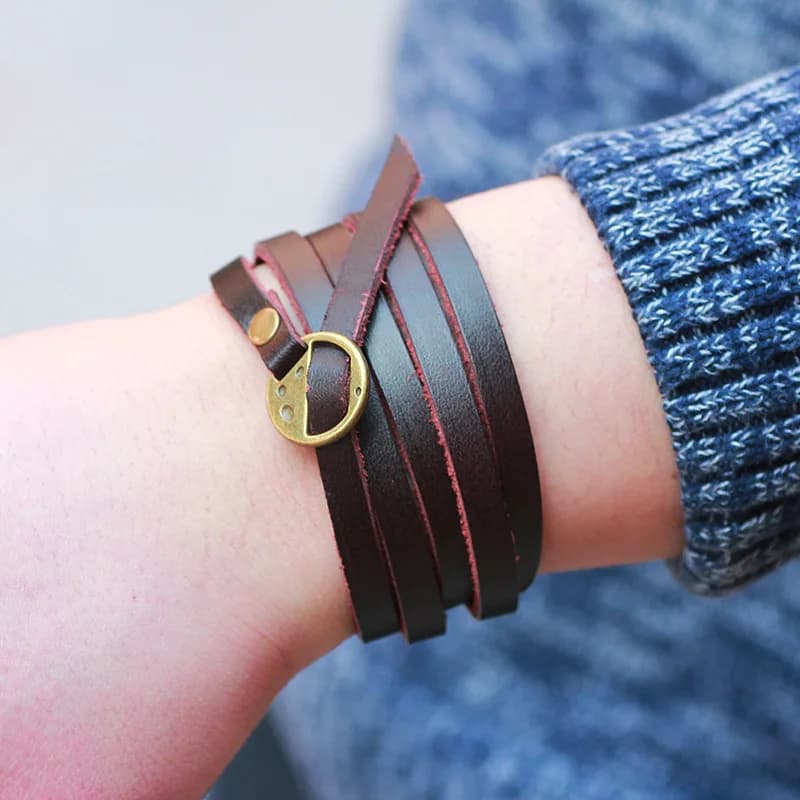 5 Wrap Genuine Leather Bracelet with Stamped Word Minimalist Versatile Daily Wear Lightweight for Women