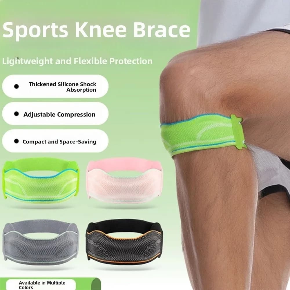 Fascia di Compressione per Rotula Sportiva, Design Antiscivolo, Ammortizzatore, Supporto per Ginocchio Traspirante e Regolabile, per Tendine Rotulari, Ideale per Corridori