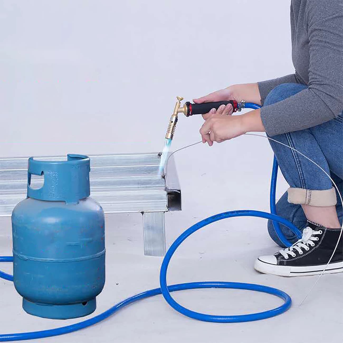 Kit di macchine utensili per torcia a gas per saldatura con pistola per saldatura con accensione da 2,5 metri con tubo flessibile per riscaldamento di cottura a propano