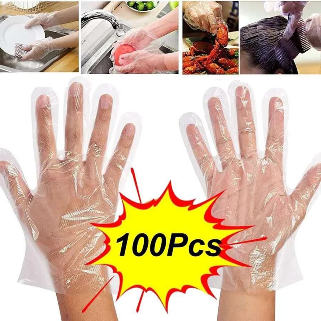Guanti in Lattice per Cucina, Pulizia Domestica e Preparazione Alimenti, 100 Pezzi, Guanti Monouso Multifunzionali