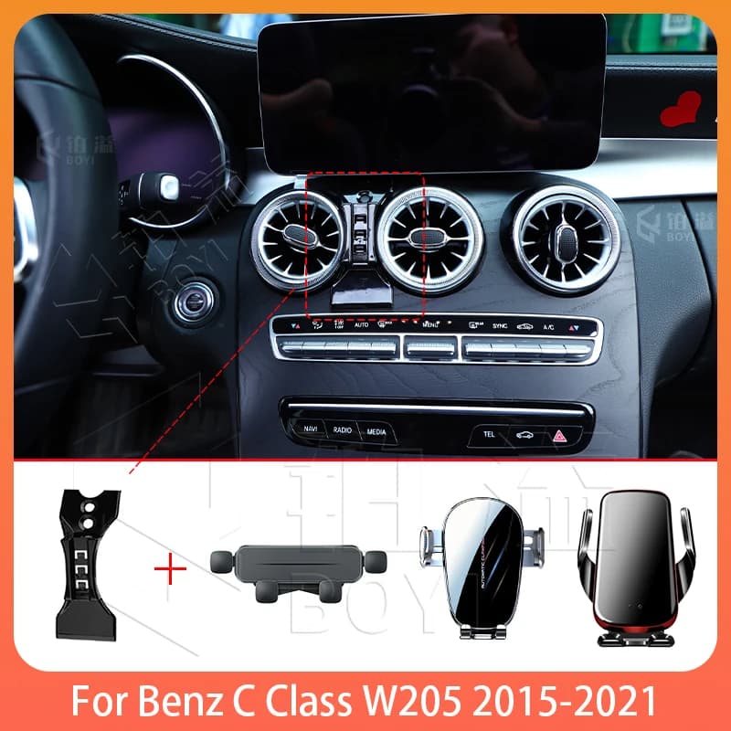 Car telephone support for Benz Class C W205 2015-2021 Mobile carrier Special fixed bracket Wireless charging base Internal support