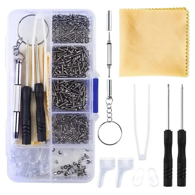 Set di Riparazione Occhiali Portatile con 1 Scatola, Accessori per Occhiali da Sole con Cuscinetti Nasali in Silicone e Viti