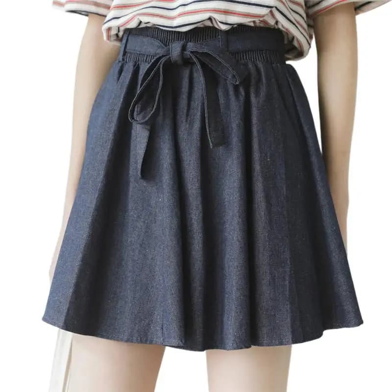 Women's casual jeans skirt 2026 new skirts of blue high waist solid miniskirt loose slim style preppy skirts