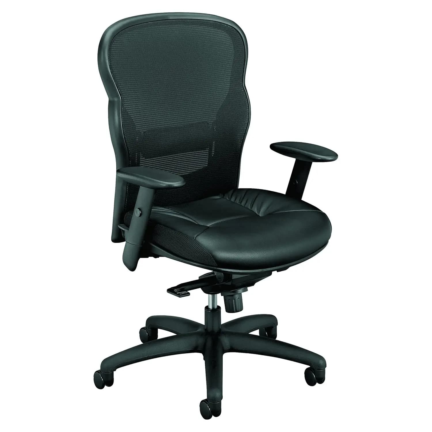 Sedia da Ufficio Direzionale con Schienale Alto, Rivestimento in Pelle, Supporto Ergonomico, Nera, Personalizzabile