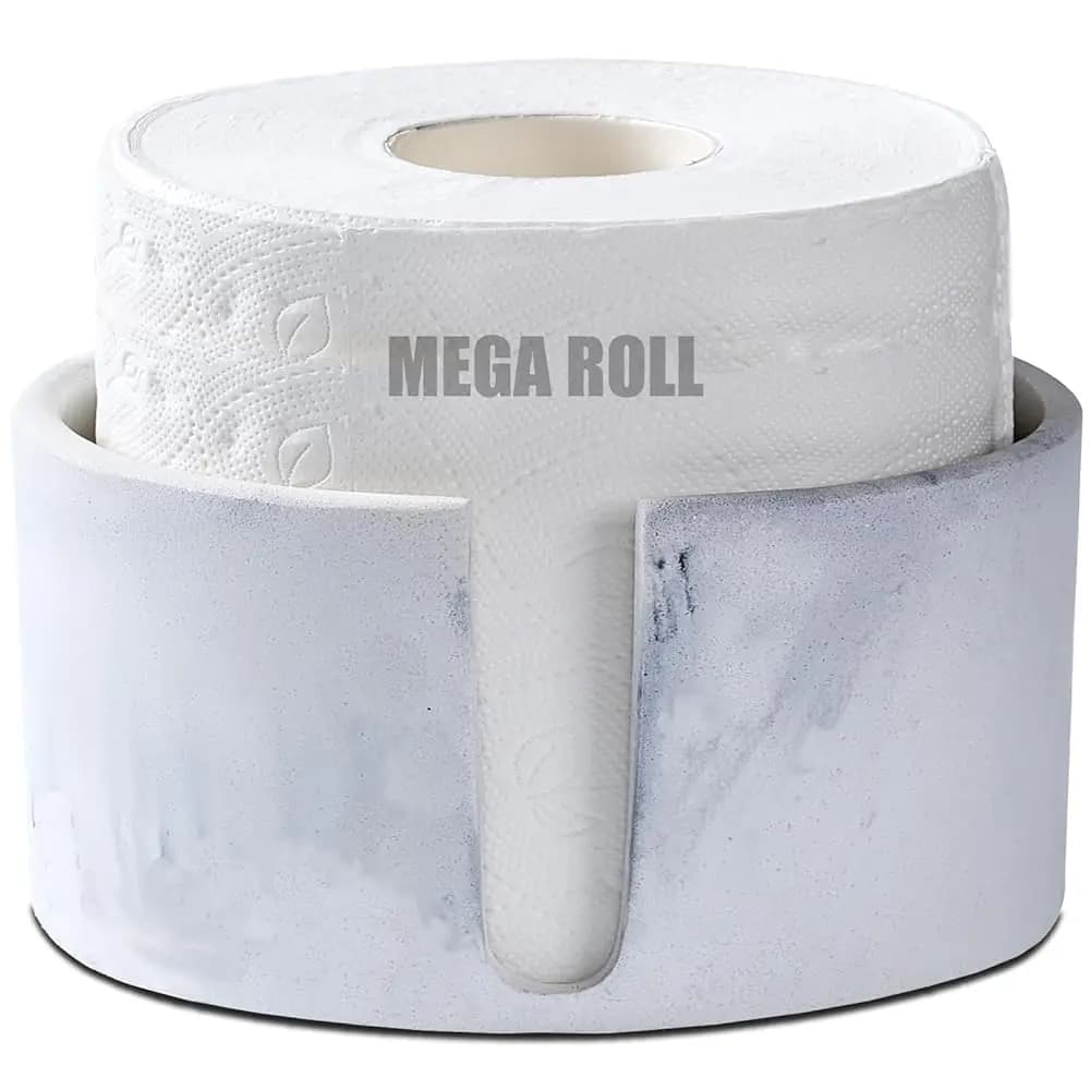Spedizione Gratuita - Porta Carta Igienica in Marmo Bianco con Texture, per Piano del Bagno o Mensole Sospese, Decorazione per il Bagno