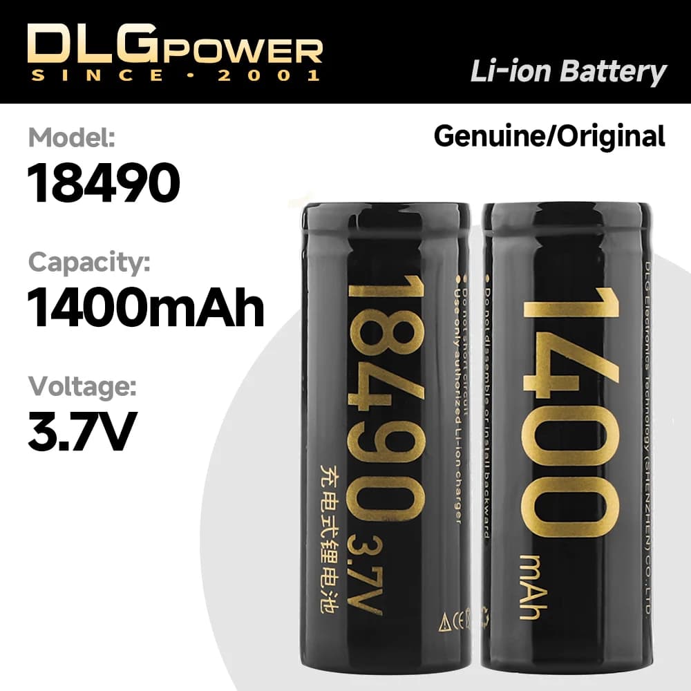 DLG 18490 1400mAh 3.7V Li ion Batteria ricaricabile per piccolo ventilatore Torcia Microfono Registratore audio Allarme fumo Mouse Radio