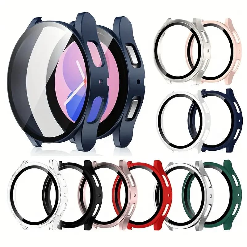 Custodia per PC + vetro temperato per Samsung Galaxy Watch 7/6/5/4 cover 44mm 40mm Protezione per schermo paraurti completo Galaxy watch FE Accessori