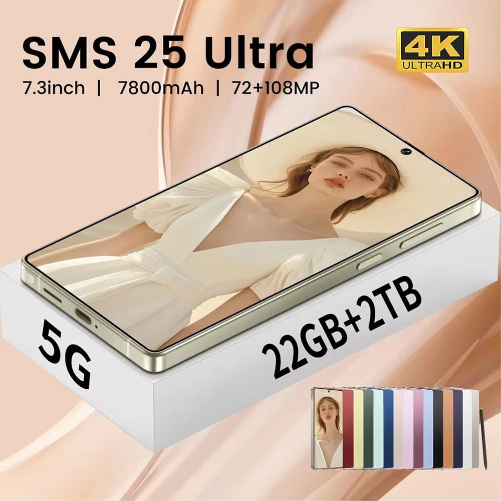 Custodia in silicone per SMS 25 Versione ultra globale originale 7.3 "HD Smartphone Android14 Custodia per 5G Dual SIM 22GB + 2TB Custodie in plastica