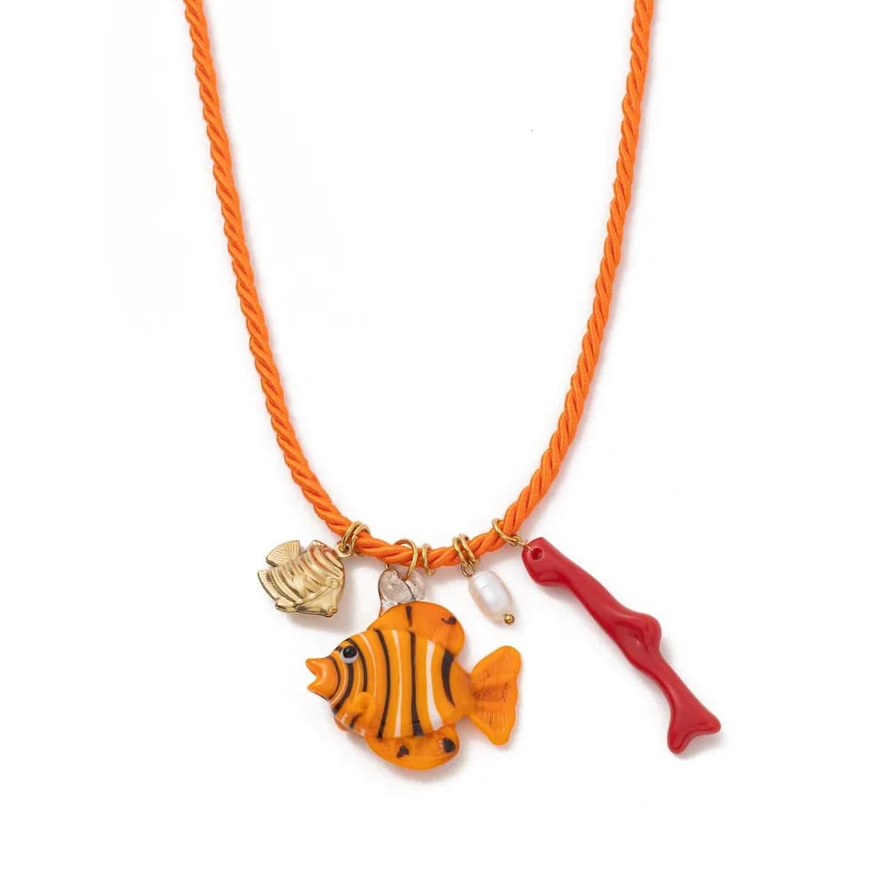 Collana con Ciondolo a Stella Marina in Resina Stile Etnico, Set Collana con Ciondoli a Forma di Organismi Marini, Collana con Cordino in Nylon, Accessori Gioielli Hip Hop