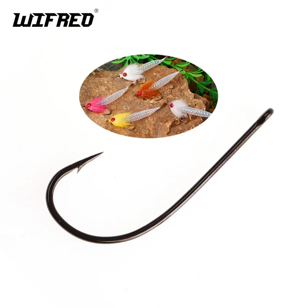 Wifreo 30pcs #2-#16 High Carbon Steel Streamer Fly Tying Hook for Squid Minnow Tube Fly Woolly Buggers Trout Bass Fishing Lures