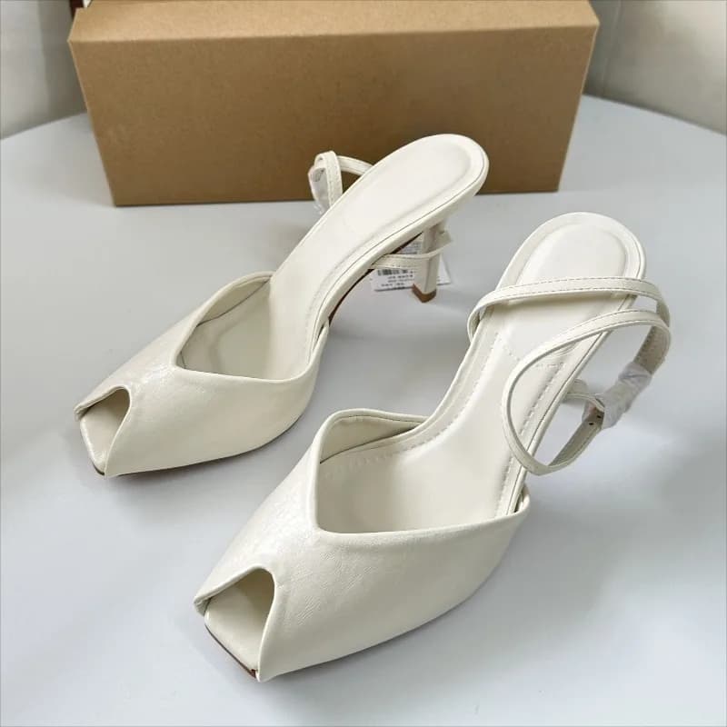 Women's Gladiator Sandals with High Heel and Open Tip, Soft PU Leather, Elegant Ankle Straps, Luxury Design, Women's Office Shoes