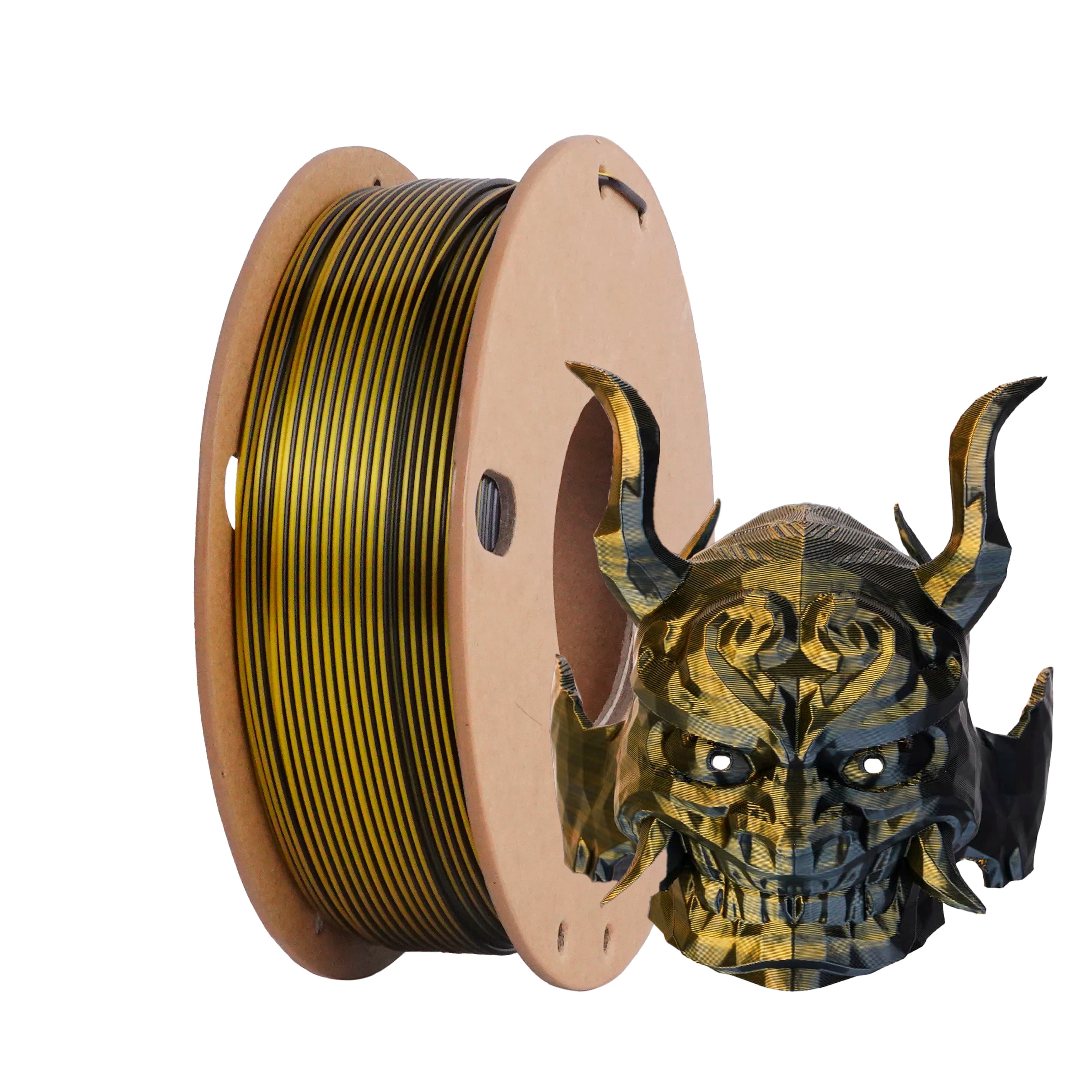 Filamento per stampante 3D in PLA seta bicolore 0,25 kg Nero Oro 1,75 mm, filamento in seta bicolore 2-in-1 oro nero 0,25 kg su bobina (0,5
