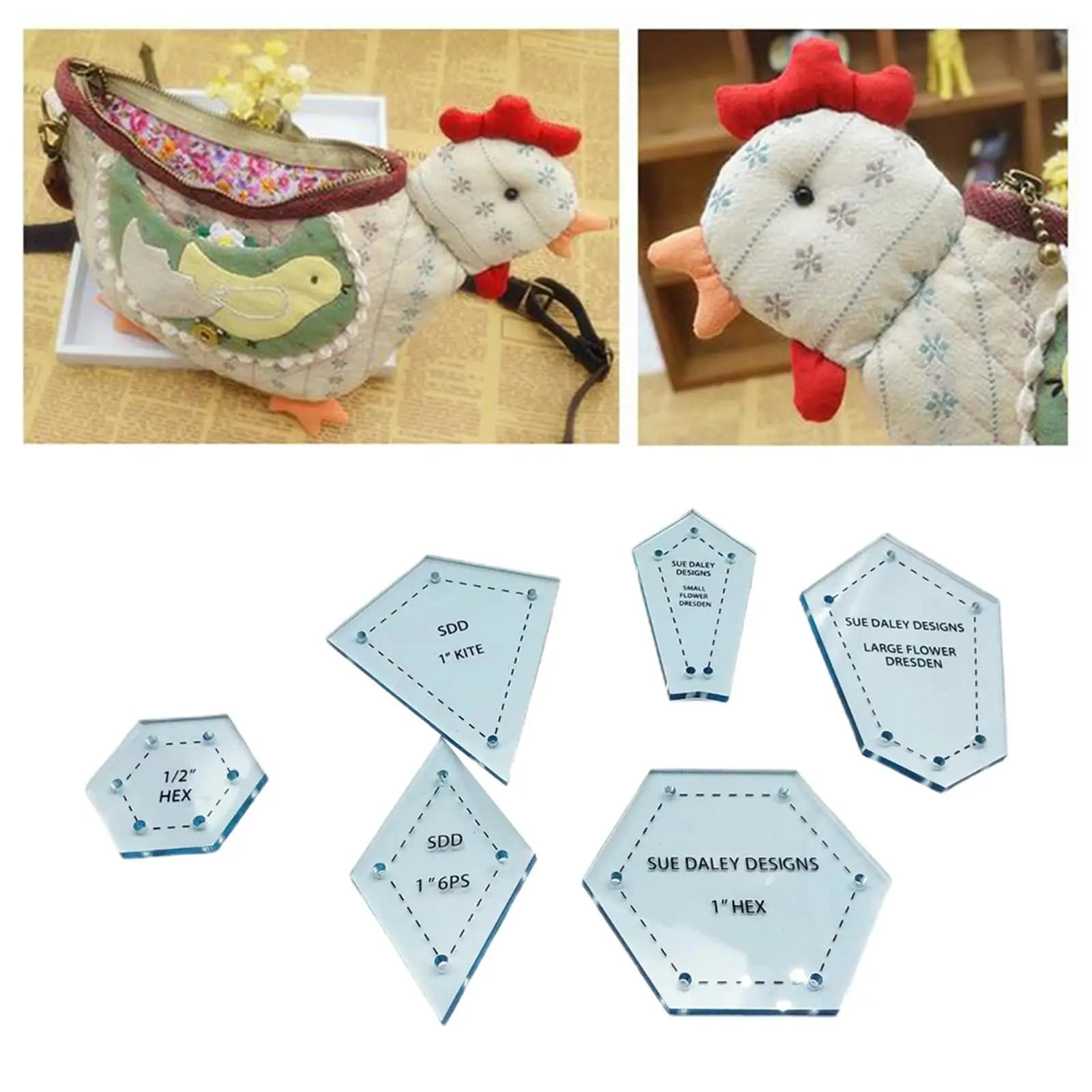 Kit di Righelli e Stencil in Acrilico per Quilting e Patchwork, per Cucito a Mano e Creazione di Trapunte