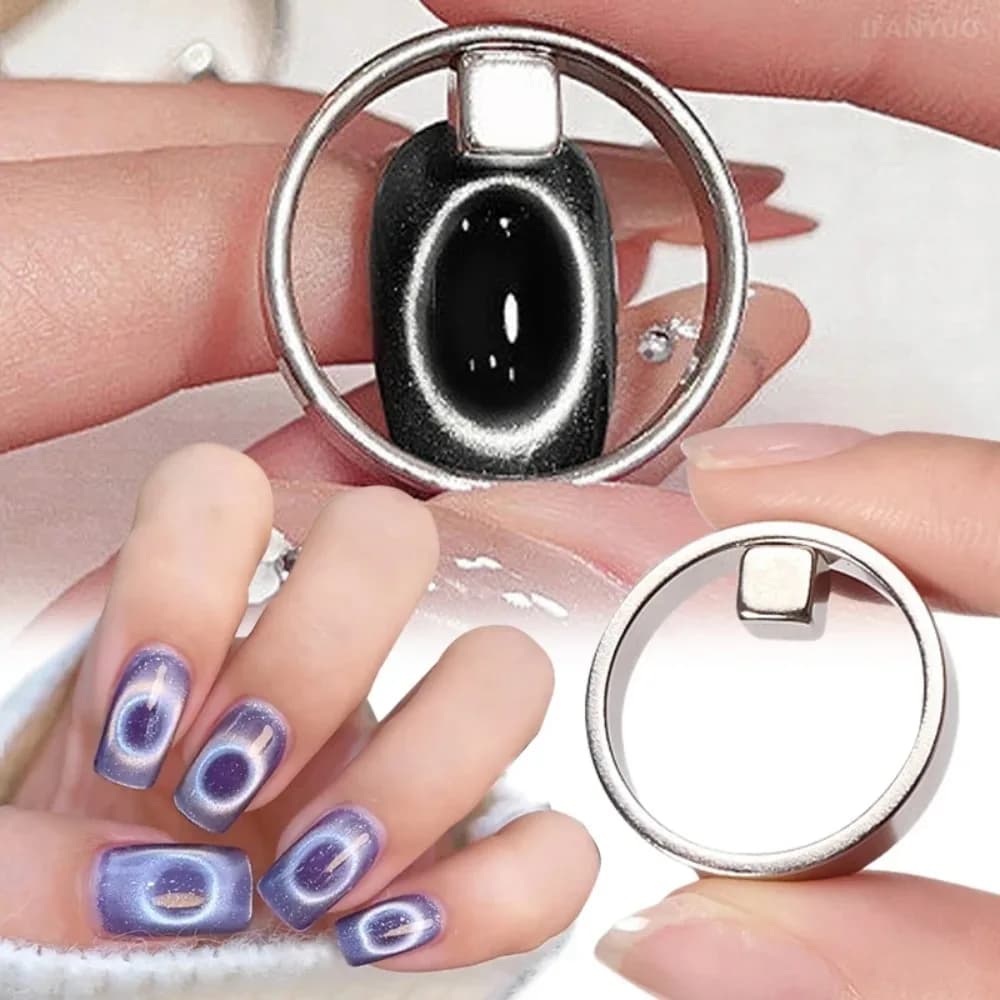 Set Magnete per Nail Art Occhio di Gatto Cavo 2026, Strumento Ausiliario Magnetico ad Anello per Smalto Gel, per Manicure Fai da Te Stile Francese