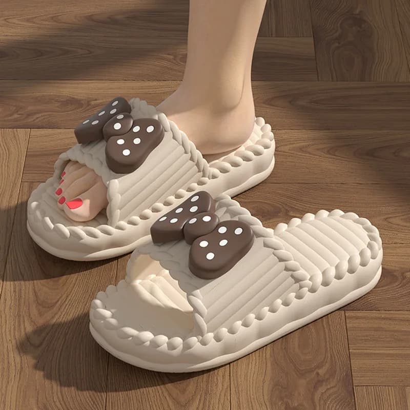 Slippers with bow tie for women and girls Dressed for outdoors Beach slides in EVA Sandals comfortable Slippers