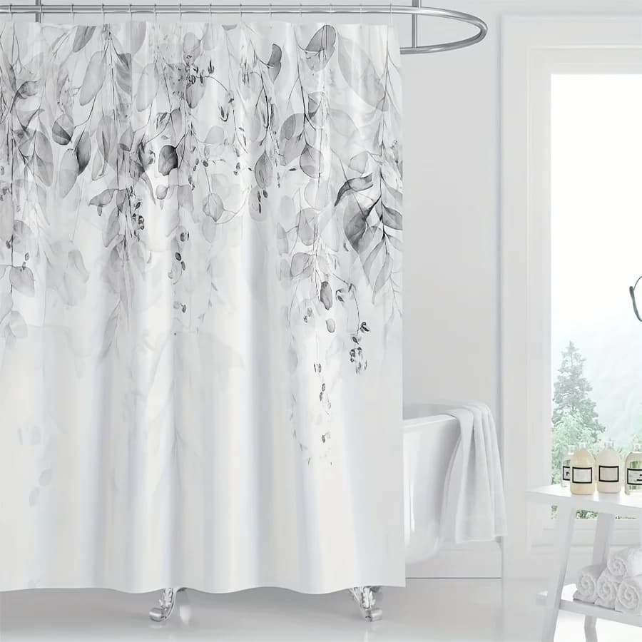 Copri doccia minimalista in stile 1 pezzo, tenda da bagno, tenda divisoria, tenda da doccia stampata a foglie, tenda da bagno