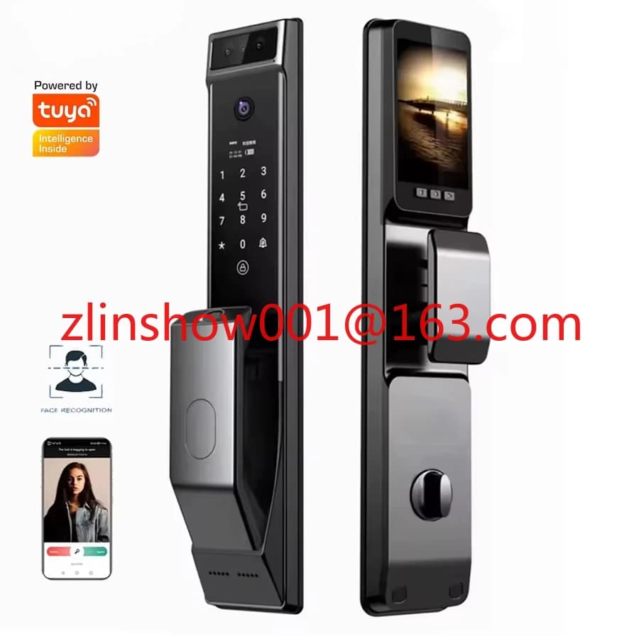 Tuya Automatico Cerradura Inteligente 3d Riconoscimento facciale Sicurezza Biometrica Impronte digitali Smart Door Lock con fotocamera