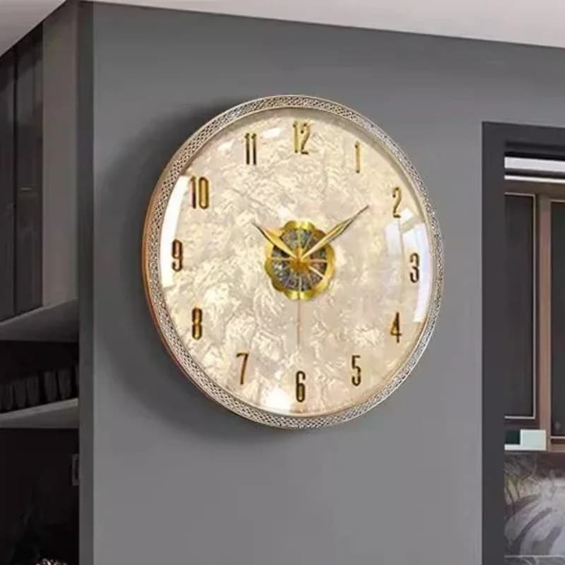 Orologio da parete moderno e leggero per soggiorno, decorazione della stanza, articoli per la casa, orologi da parete rotondi in metallo, orologio da giardino