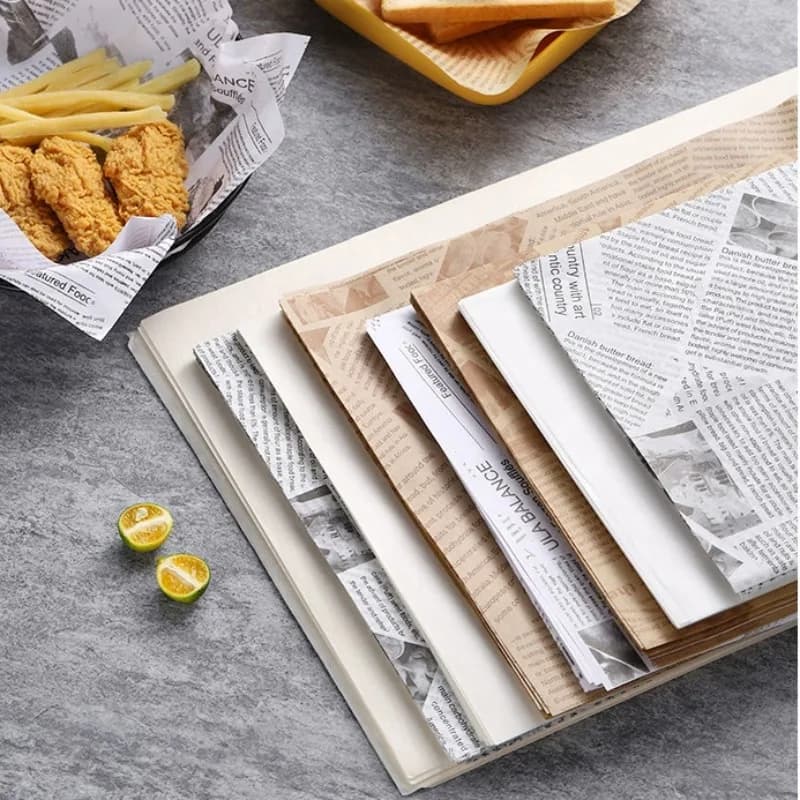 50/100 pieces oil proof paper packing burger bread chicken fries burger burger wrapper air cooking paper plate accessories