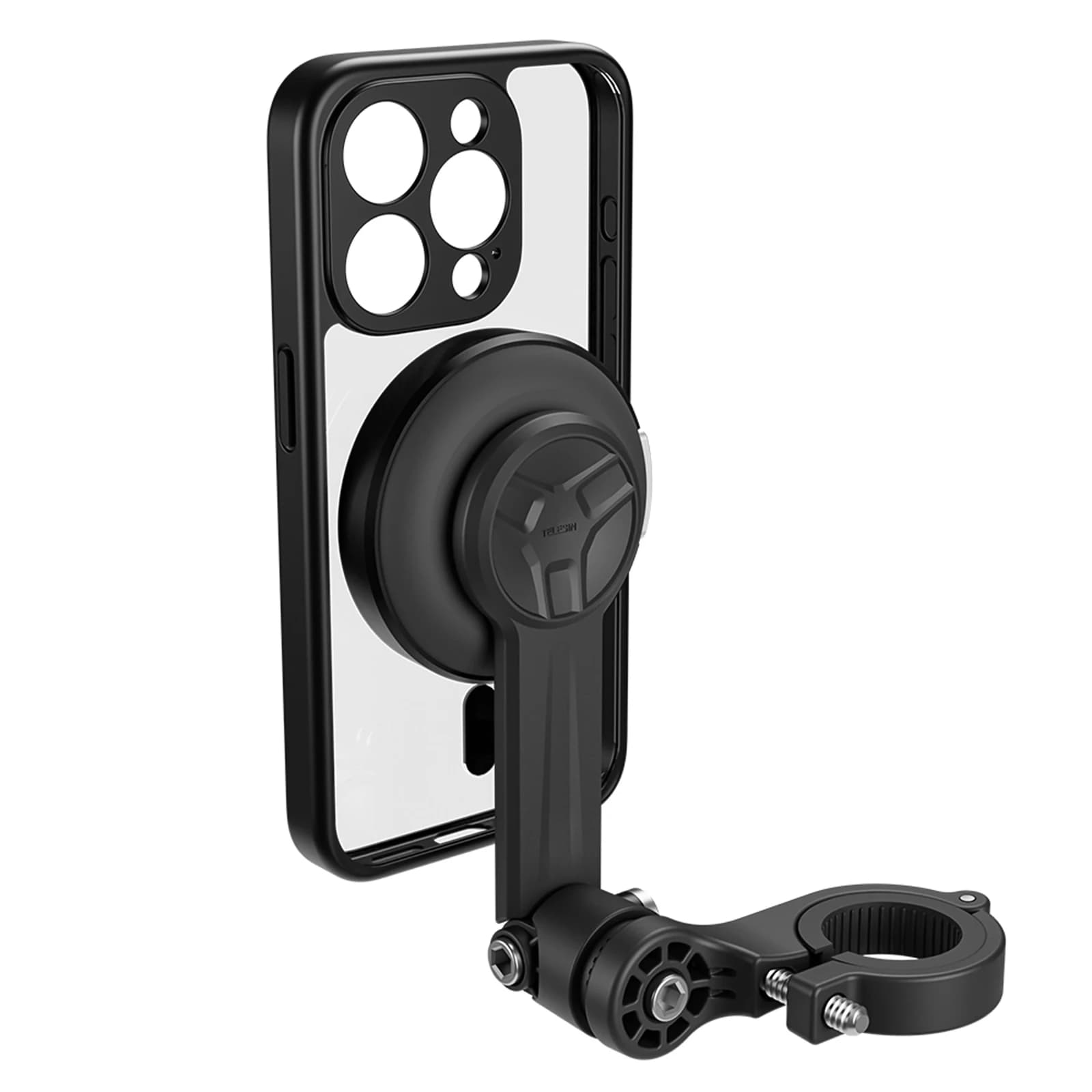 TELESIN motorcycle phone stand for quick release, shockproof bicycle phone support with magnetic phone case