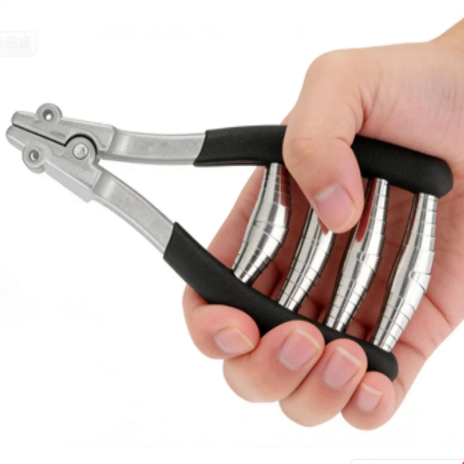 Starter clamp for connecting machine, tennis accessory, squash and badminton rack with 4 springs for a stable grip