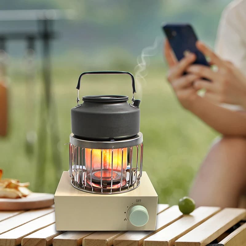 Box Portable Camping Stove, Butano Electric Burner, Tent Stove, Kitchen Equipment 2in1: Heater and Stove