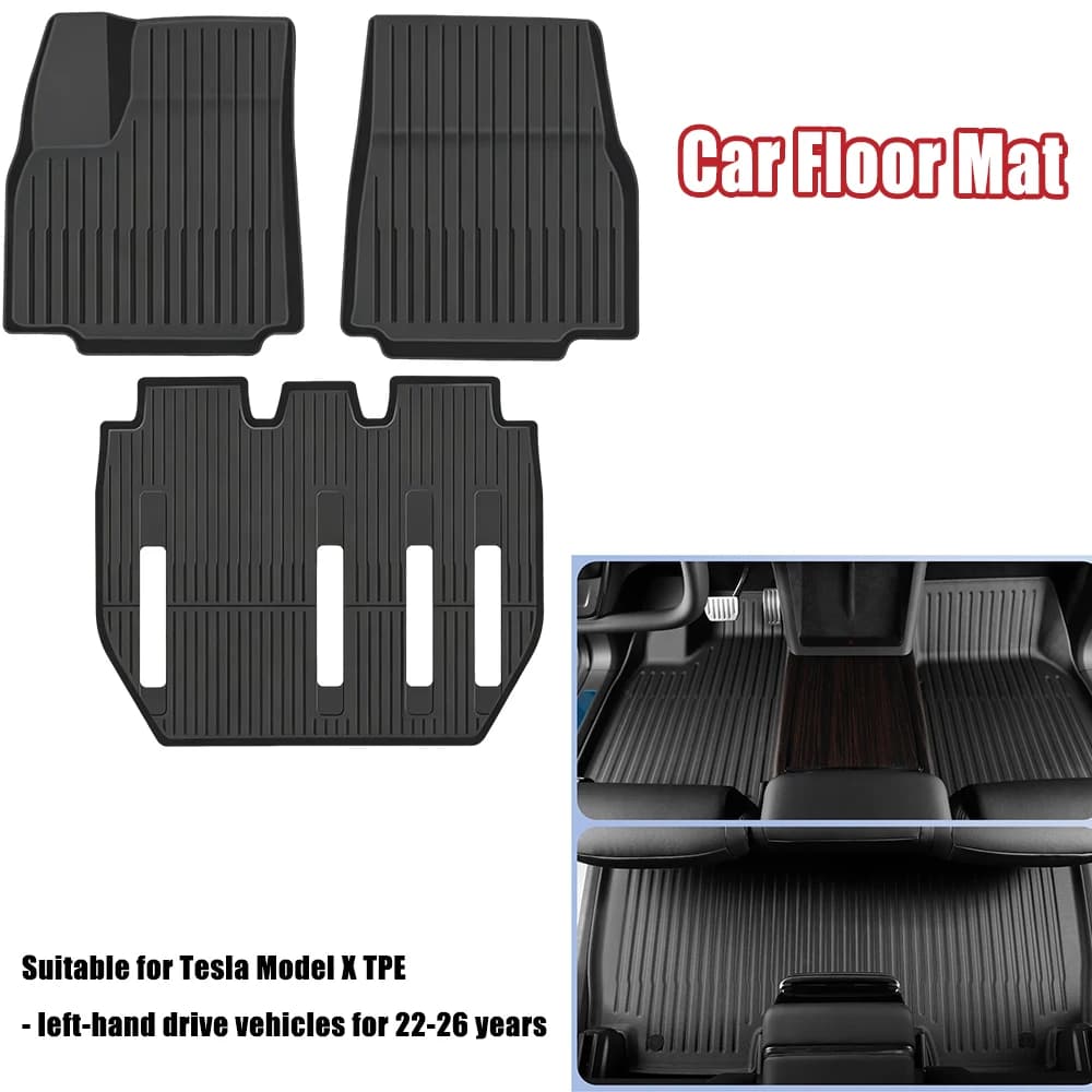 For Tesla Model X 2022 -2026 TPE 3D Floor Mats Trunk Cargo Liners All Weather Waterproof Anti Slip For 5 /6/ 7 Seats Car