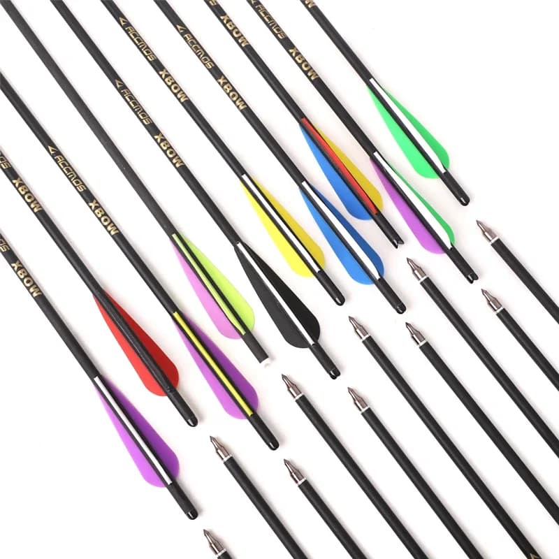 Set di 6 Frecce per Balestra da 20 Pollici, Diametro 8,8mm, Punte Sostituibili, Alette da 4 Pollici per Tiro con l'Arco e Bersaglio